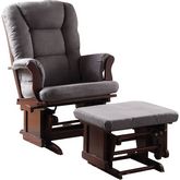 Aeron Glider Chair & Ottoman in Cherry & Gray Microfiber